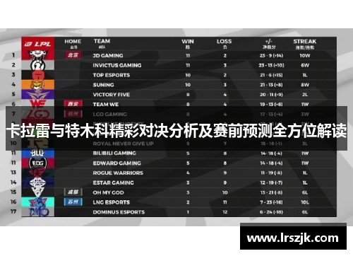 卡拉雷与特木科精彩对决分析及赛前预测全方位解读